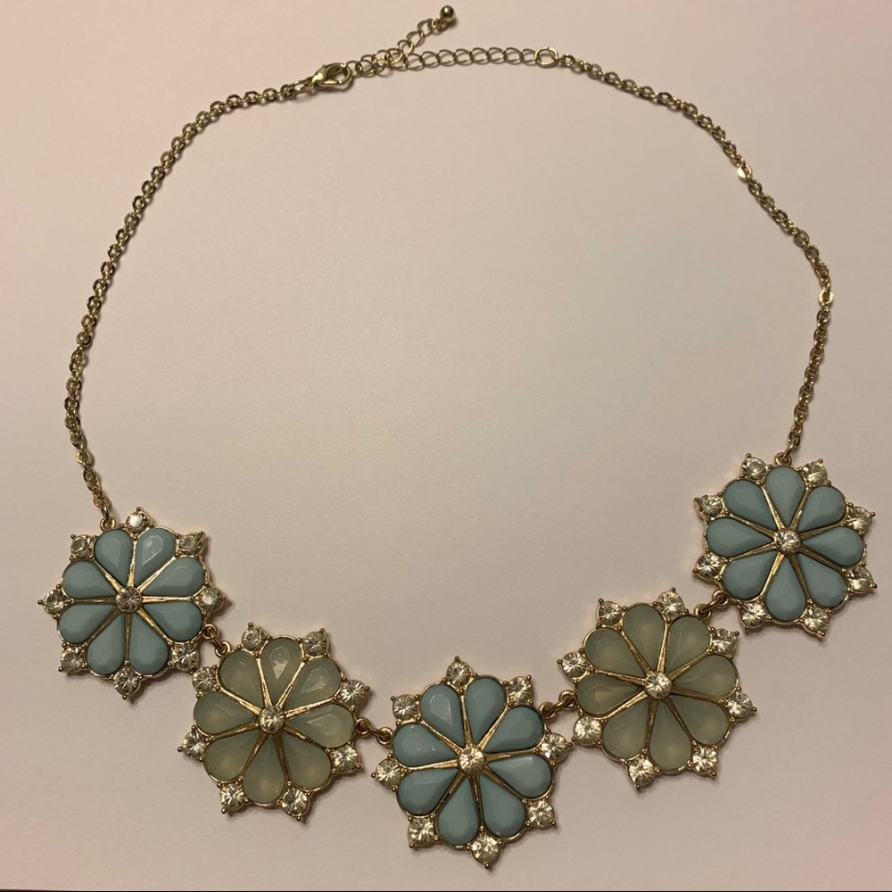 Turquoise Flowers Statement Necklace